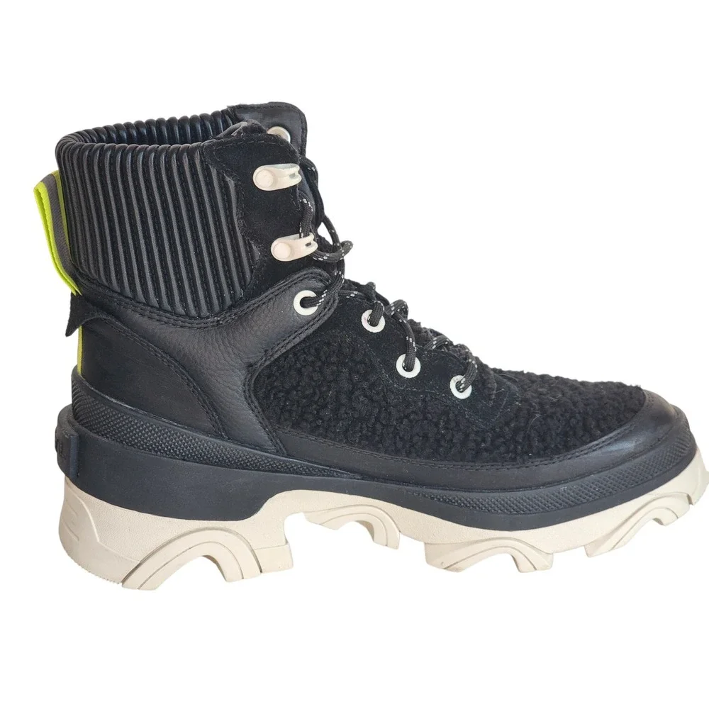Sorel Brex Waterproof Winter Snow Boots Black Faux Shearling NL4812-010 Womens 8